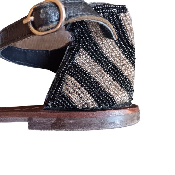 sz 6 Womens Sandals Beaded Leather Ankle Strap By Roper - Picture 9 of 9
